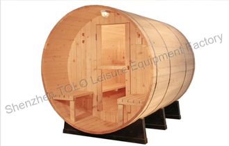 China Electric Barrel Sauna Cabins Solid Wood For Outdoor / Indoor supplier