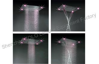 China Thin Stainless Steel Waterfall Shower Head , LED Light Ceiling Mounted Rain Shower Head supplier