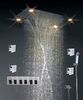 High - End Color Changing Ceiling Mounted Rain Shower Head With Body Jet , Square Shape