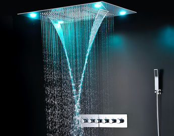 China Ceiling Mounted LED Rain Showers Heads , Bathroom Water Saving Shower Head distributor