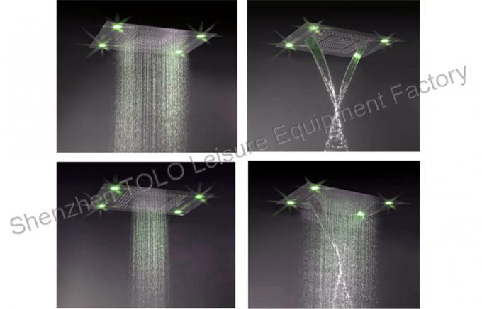 Large Ceiling Rain Showers Heads , Colorful Led Light Rainfall Shower Head