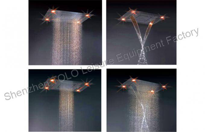 Large Ceiling Rain Showers Heads , Colorful Led Light Rainfall Shower Head