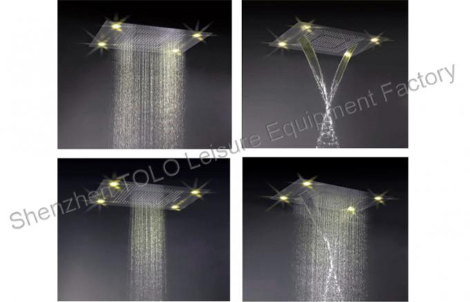 Large Ceiling Rain Showers Heads , Colorful Led Light Rainfall Shower Head
