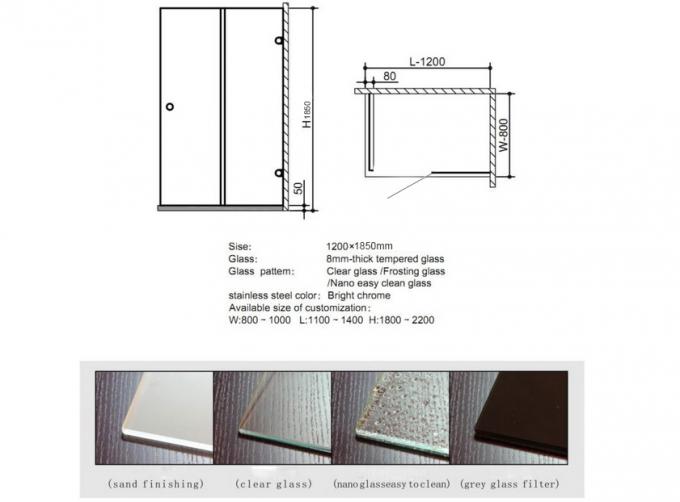 Rotating Shower Screen Glass Enclosed Showers , Sliding Square Single Hinge Door