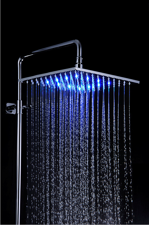 Overhead Rain Fall Shower Head , Stainless Steel LED Lighted Shower Head