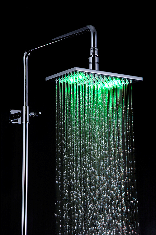 Luxury Color Changing Rain Style Shower Head Stainless Steel 220 x 145 x 9.5mm