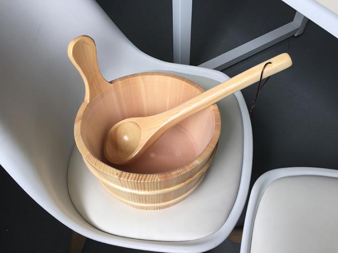 26cm Diameter Sauna Bucket With Plastic Inner Container And Spoon Classic Model Cedar