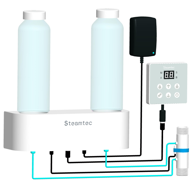 Aroma pump for steam bath with twin aroma oil work with any brand steam generator
