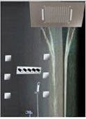 High - End Color Changing Ceiling Mounted Rain Shower Head With Body Jet , Square Shape